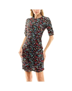 Женское сетчатое платье с принтом и гофрированной отделкой, цвет Keys Print Nicole miller