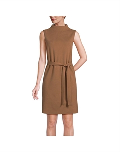 Женское трикотажное платье без рукавов с воротником-стойкой Lands End, цвет Warm Tawny Brown Lands' end