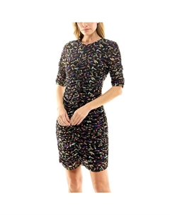 Женское сетчатое платье с принтом и гофрированной отделкой, цвет Lipstick Print Nicole miller