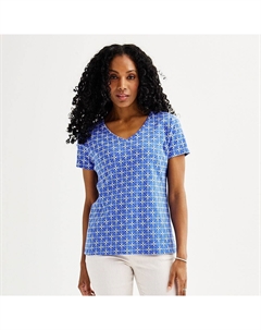 Женская футболка Essential с V-образным вырезом, цвет Blue Window Tile Croft & barrow