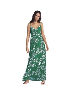 Женское трикотажное платье макси больших размеров, цвет Tropical Green White Ellos