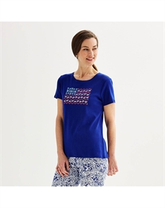 Женская футболка Essential с круглым вырезом, цвет Navy Flag Graphic Croft & barrow