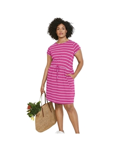 Женское трикотажное платье с завязками больших размеров, цвет Tropical Raspberry Ellos