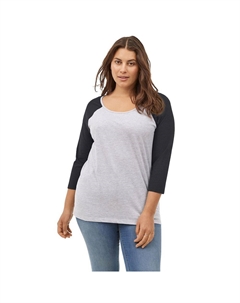 Женская футболка с цветными блоками и рукавами 3/4 больших размеров, цвет Heather Grey Black Ellos