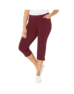 Женские трикотажные джинсовые капри Katerinas больших размеров (с карманами), цвет Rich Burgundy Catherine's