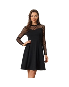 Женское сетчатое вечернее платье с прозрачными рукавами и прозрачными рукавами, цвет Black Polka Dots Allegra k