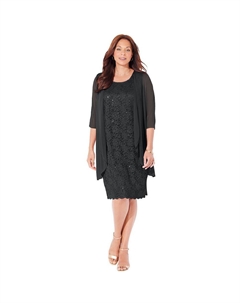 Женское сверкающее кружевное платье-жакет Екатерины больших размеров, черный Catherine's