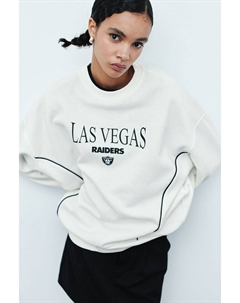 Толстовка оверсайз с принтом, бежевый H&m