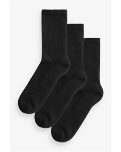 Спортивные носки с ребристым амортизирующим слоем, 3 пары, с поддержкой свода стопы, черный Next