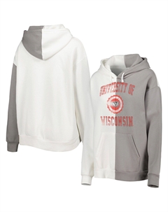Женский пуловер с капюшоном Gameday Couture серого/белого цвета Wisconsin Badgers с разрезом Unbranded