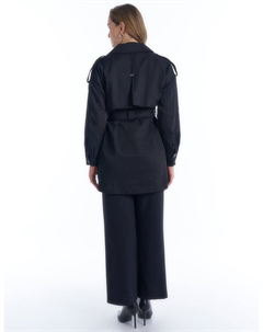 Тренч с поясом и эполетом, черная Kyr