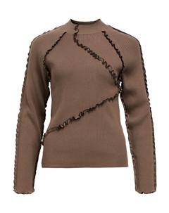 Тонкий вязаный свитер Sweater OBJJanne, коричневый Object