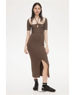Платье рельефной вязки с завязками, коричневый H&m
