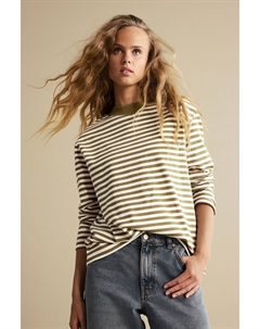 Топ свободного кроя с длинными рукавами из 100% хлопка, зеленый Next