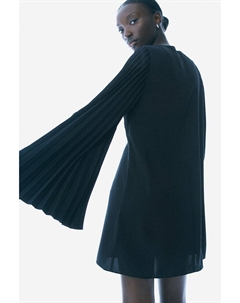 Платье с плиссированными рукавами, черный H&m