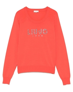 Топ с логотипом и стразами, оранжевый Liu jo