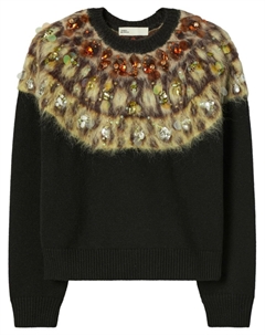 Декорированный свитер из шерсти, черный Tory burch