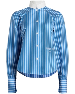 Шелковая полосатая рубашка с бантом, синий Patou