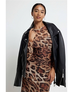 Платье макси с сетчатым принтом Leapord, коричневый River island