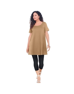 Женская распашная туника больших размеров Ultimate с круглым вырезом, цвет Soft Camel Roaman's