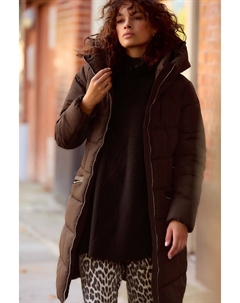 Водонепроницаемое стеганое пальто средней длины с капюшоном, коричневый Next