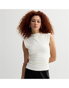 Юниорский топ без рукавов с воротником-стойкой и рюшами, цвет Coconut White So