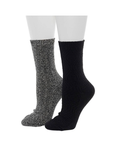 Женские носки, комплект из 2 кружевных носков с ромбовидным наполнителем и ребристыми носками, черный Cuddl duds