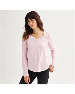 Женская повседневная футболка с v-образным вырезом и длинными рукавами, цвет Lilac Cream Sonoma goods for life