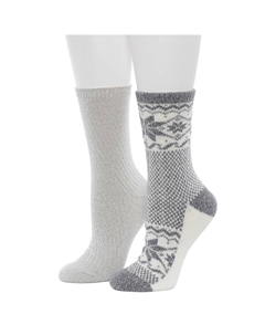 Женские носки, две пары плюшевых носков Scandi Snowflake Block Crew, цвет Quiet Shade Cuddl duds