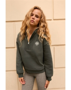 Графический модный свитер с застежкой молнией на вороте, зеленый Next