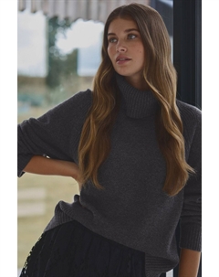 100% шерсть премиум класса трикотажный джемпер с высоким воротником, серый Next