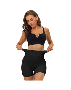 Женское корректирующее белье с завышенной талией, шорты для мальчиков, трусики с контролем живота, черный Allegra k