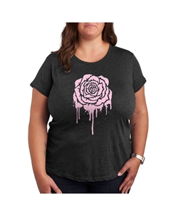 Плюс размер Футболка с рисунком «Капящая роза», цвет Heather Charcoal Licensed character