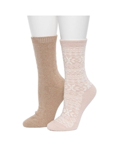 Женские носки, комплект из 2 плюшевых наполнителей с геометрическим рисунком снежинки и носков Cable Seed Crew, цвет Sepia Rose Cuddl duds