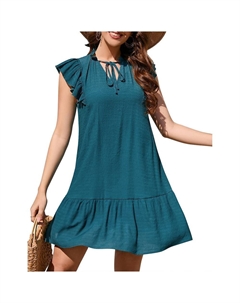 Женское мини-платье Babydoll, летнее короткое платье с v-образным вырезом и развевающимися рукавами в стиле бохо, с цветочным принтом, цвет Dark Green Kojooin