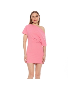 Женское мини-платье А-силуэта с драпированными плечами, розовый Alexia admor