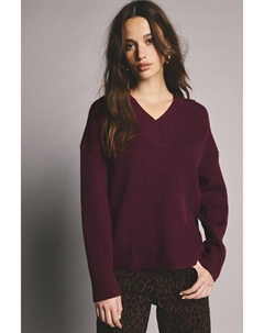 Свободный трикотажный джемпер с V образным вырезом в рубчик, розовый Next