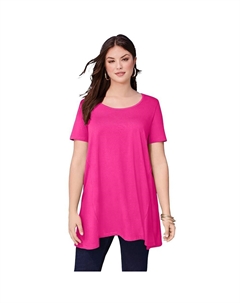 Женская распашная туника больших размеров Ultimate с круглым вырезом, цвет Vivid Pink Roaman's
