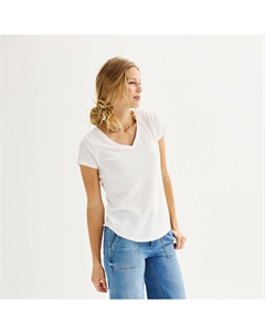 Женская повседневная футболка с короткими рукавами и v-образным вырезом, цвет Vital White Sonoma goods for life