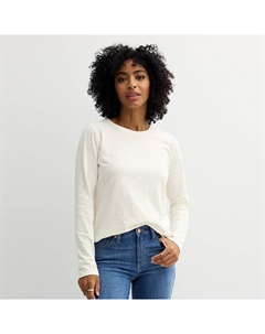 Женская повседневная футболка с круглым вырезом и длинными рукавами, цвет Ivory Silk Sonoma goods for life