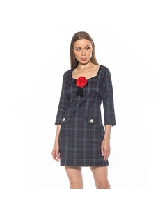 Женское мини-платье Dianys в клетку с вырезом принцессы прямого кроя, цвет Green Plaid Alexia admor