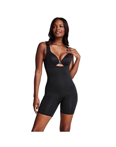 Женское корректирующее белье Безупречное боди до середины бедра с открытой грудью FS5415, цвет Very Black Red hot by spanx