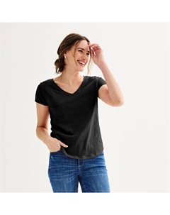 Женская повседневная футболка с короткими рукавами и v-образным вырезом, цвет Pitch Black Sonoma goods for life