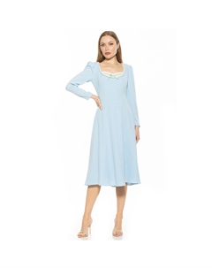 Женское кружевное платье миди с портретным вырезом Zenaida, цвет Halogen Blue Alexia admor