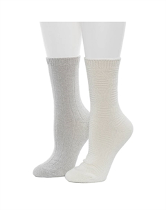 Женские носки, комплект из 2 кружевных носков с ромбовидным наполнителем и ребристыми носками, цвет Egret Cuddl duds