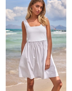 Летнее мини платье из 100% хлопка с квадратным вырезом, белый Next
