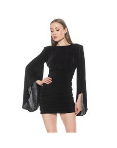 Женское мини-платье Sibyl с драпированными рукавами и рюшами, черный Alexia admor