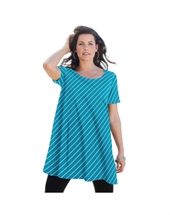 Женская распашная туника больших размеров Ultimate с круглым вырезом, цвет Deep Turquoise Bias Roaman's