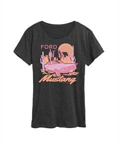 Женская розовая футболка с рисунком Ford Mustang, цвет Heather Charcoal Licensed character