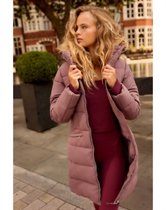 Водонепроницаемое стеганое пальто средней длины с капюшоном, розовый Next
